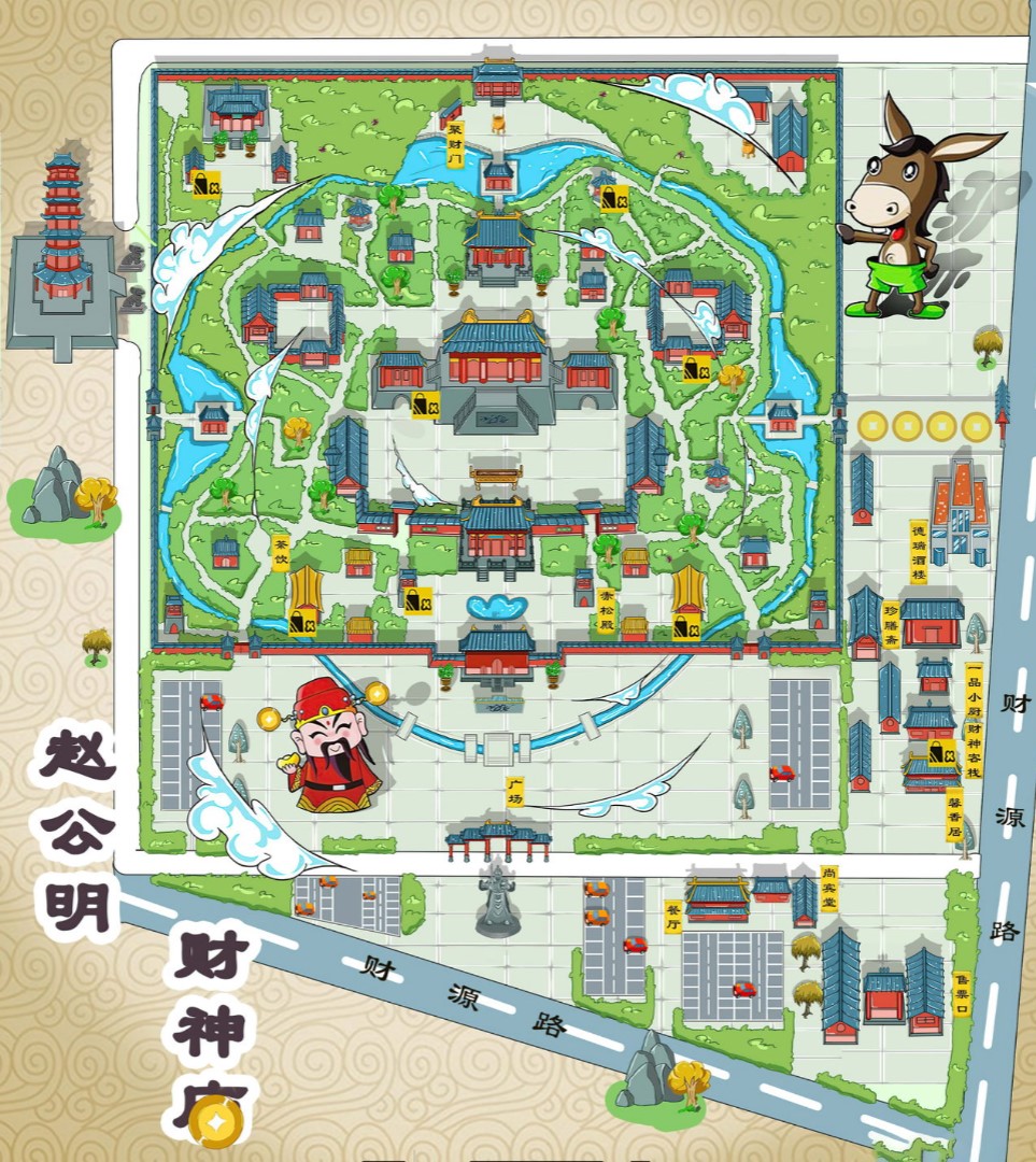 苍溪寺庙类手绘地图